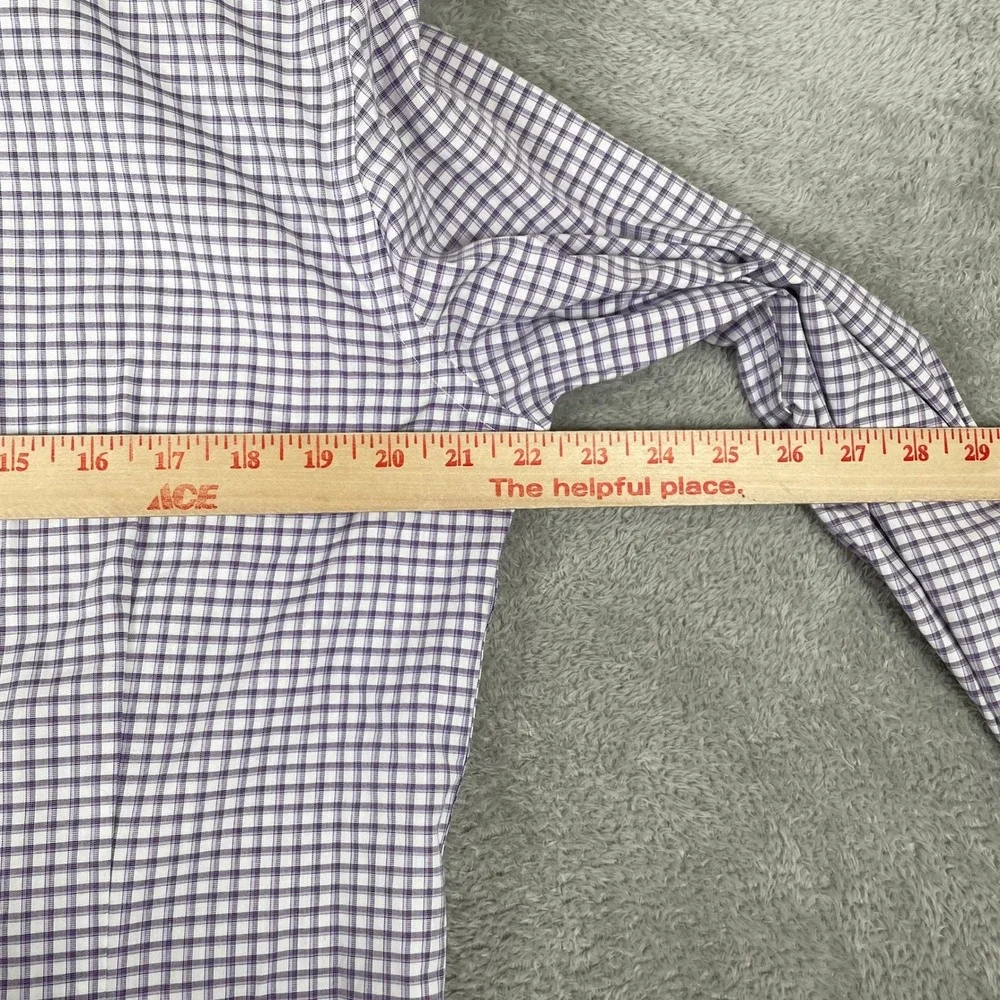 Banana Republic Button Down Shirt Mens Large Purple White Check Non-Iron Slim